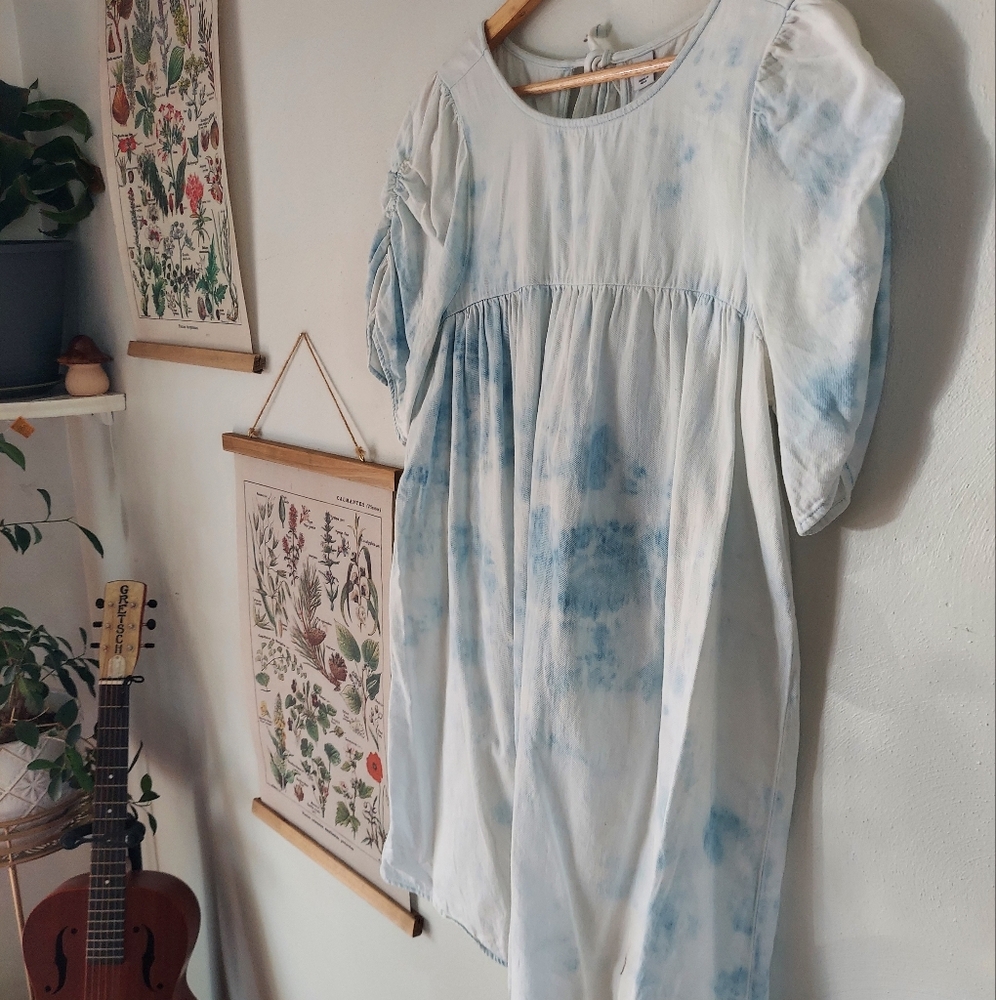 Old Navy - Small - Denim Blue Tie-Dye Babydoll Dress